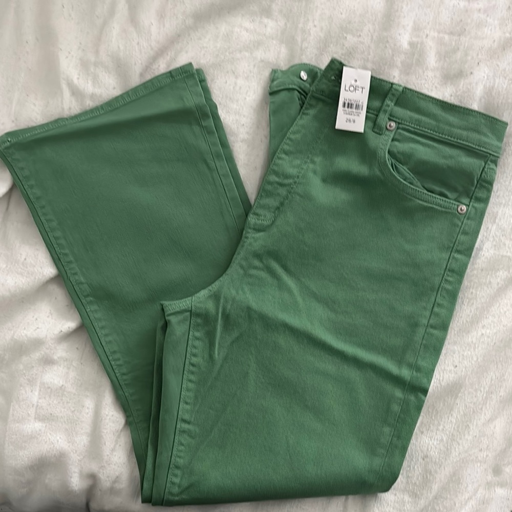 LOFT Green Ankle Cropped Jeans